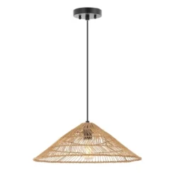 20.25" 1-Light Nova Farmhouse Coastal Rattan LED Pendant Brown - JONATHAN Y -Home Decoration Series GUEST 8ff9c6f0 3bea 49eb 95c5 7b8578c88b06