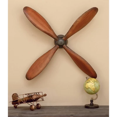 Metal Airplane Propeller 4 Blade Wall Decor With Aviation Detailing - Olivia & May 8 Metal Airplane Propeller 4 Blade Wall Decor With Aviation Detailing - Olivia & May - Image 6