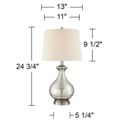 360 Lighting Albert Modern Table Lamp 24 3/4" High Mercury Glass Gourd Oatmeal Drum Shade For Bedroom Living Room Bedside Nightstand Office Kids House -Home Decoration Series GUEST 90136717 02c2 4e0c adb0 1aa993974e95