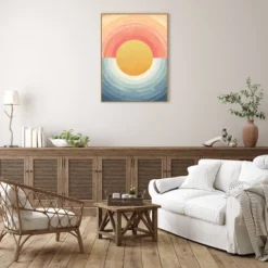 32" X 42" Retro Vibes Abstract Sun By Danhui Nai Framed Canvas Wall Art Print - Amanti Art -Home Decoration Series GUEST 903ec9f2 11fb 4057 814c c83ab70edb25