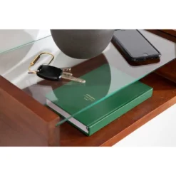 18" X 6" Holt Wood/Glass Decorative Wall Shelf Walnut Brown - Kate & Laurel All Things Decor -Home Decoration Series GUEST 90f6dfb9 533a 4ca5 b140 375c30f3d712