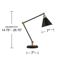 360 Lighting Modern Industrial Desk Table Lamp With USB Charging Port Adjustable 26.75" High Black Antique Brass For Bedroom Bedside Office -Home Decoration Series GUEST 91d42d2e ec94 4163 8b05 f79768e06f5e