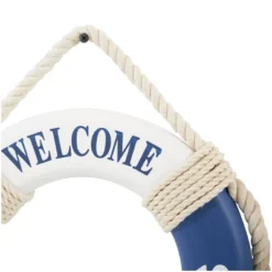Set Of 2 Wood Sign Handmade 'Welcome' Rope Life Ring Wall Decors With Varying Details Blue - Olivia & May -Home Decoration Series GUEST 91efe903 bebf 45d3 aee8 f42955480de3