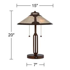 Franklin Iron Works Samuel Industrial Desk Lamp 20" High Rubbed Bronze With USB Charging Port Natural Mica Shade For Bedroom Living Room Bedside Desk -Home Decoration Series GUEST 927ea892 13f7 4263 9b9a 603311417e0c