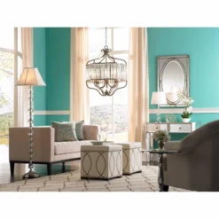 Vienna Full Spectrum Stella Antique Soft Silver Chandelier 22" Wide French Crystal Glass 6-Light Fixture For Dining Room House Foyer Kitchen Island -Home Decoration Series GUEST 9656b9f1 6769 4991 bd5f 41e9fd1042bc