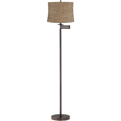 360 Lighting Modern Swing Arm Floor Lamp Adjustable 62.5" Tall Bronze Dortmund Drum Shade For Living Room Reading Bedroom Office 3 360 Lighting Modern Swing Arm Floor Lamp Adjustable 62.5" Tall Bronze Dortmund Drum Shade For Living Room Reading Bedroom Office
