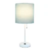 19.5" Bedside Power Outlet Base Metal Table Desk Lamp In White With Aqua Blue Fabric Shade - Creekwood Home -Home Decoration Series GUEST 97dcf689 bfe3 453d a7eb c69ce1e90899