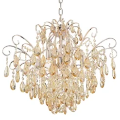 Vienna Full Spectrum Mellie Champagne Gold Chandelier 24" Wide French Crystal 6-Light Fixture For Dining Room House Kitchen Island Entryway Bedroom -Home Decoration Series GUEST 9c60a86b 62f2 4f68 8519 d5f333eddd1d