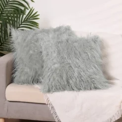Unique Bargains Plush Decorative Solid Throw Modern Bedroom Pillow Covers 2 Pcs