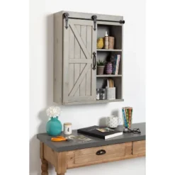 Decorative Wood Wall Storage Cabinet With Sliding Barn Door Rustic Gray - Kate & Laurel All Things Decor -Home Decoration Series GUEST 9d613702 3b49 4ecb a9d5 07ebd3d5e05b