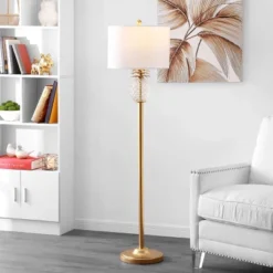 Elza Floor Lamp - Gold Leaf/Clear - Safavieh -Home Decoration Series GUEST 9d7c0632 7008 4739 bbd5 c69386538b9d