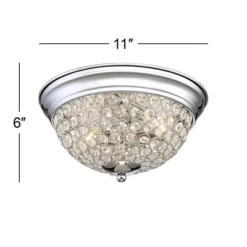 Possini Euro Design Faith Modern Ceiling Light Flush Mount Fixtures 11" Wide Set Of 2 Chrome 2-Light Crystal For Bedroom Kitchen Living Room Hallway -Home Decoration Series GUEST 9e60bc97 1b08 4f00 97c0 da352123f71d
