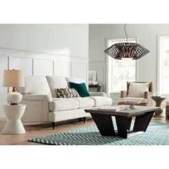 360 Lighting Brice Modern Mid Century Accent Table Lamp 23" High Ivory Ceramic Wood Neck Off White Drum Shade For Bedroom Living Room Bedside Office -Home Decoration Series GUEST 9fd5eeff 26e7 48a5 a661 fad7fda6cf28