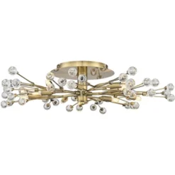 Possini Euro Design Ceiling Light Semi Flush Mount Fixture LED Brass 27 1/2" Wide 10-Light Crystal Berry For Living Room -Home Decoration Series GUEST a39380e4 f2df 4e18 8b1c 062c72465b59