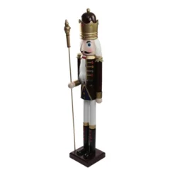 Northlight 48" Burgundy And White Wooden Christmas Nutcracker King With Scepter -Home Decoration Series GUEST a3f63999 3f0b 4d4c 9d8a 4434411402ab