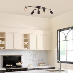 5-Light Matte Black Track Lighting With Center Swivel Bar With Pivoting Shades - Globe Electric -Home Decoration Series GUEST a478e599 8a6c 444a 9a00 126183ff512c