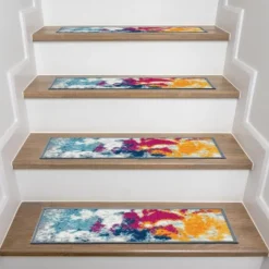 World Rug Gallery Modern Abstract Non-Slip Stair Treads -Home Decoration Series GUEST a537215f fad0 485f 8c7c f2d3281f416c
