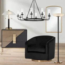 Possini Euro Design Modern Torchiere Floor Lamp LED 72" Tall Black Antique Brass White Glass Shade For Living Room Reading Uplight -Home Decoration Series GUEST a5454be3 0820 435a b6b1 429848dce7f5