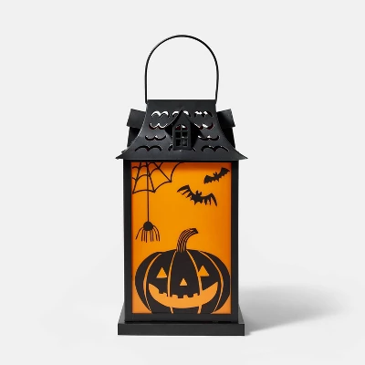 Falloween Light Up Small Orange And Black Halloween Decorative Metal Lantern - Hyde & EEK! Boutique™ 4 Falloween Light Up Small Orange And Black Halloween Decorative Metal Lantern - Hyde & EEK! Boutique™ - Image 2