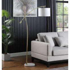 65" Oscar Pendulum Style On Marble Base Metal Floor Lamp White - Ore International -Home Decoration Series GUEST a9ffa5df d1ab 432d b384 70f6fdf36b96