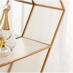 28" X 24" Lintz Hexagon Wall Mirror Shelves White/Gold - Kate & Laurel All Things Decor -Home Decoration Series GUEST aaddb50f 56f7 4cca ac2e 717fbd0697e1