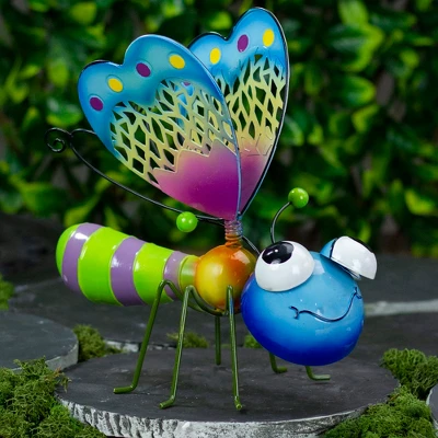 Napco 10" Large Muliti-Color Metal Smiling Butterfly Outdoor Garden Figurine 3 Napco 10" Large Muliti-Color Metal Smiling Butterfly Outdoor Garden Figurine