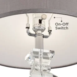 Vienna Full Spectrum Traditional Table Lamp With USB Charging Port 25" High Crystal Gray Shade Living Room Desk Bedroom House Bedside -Home Decoration Series GUEST ae02a988 f0e2 4f95 97b2 70960df6d2e6