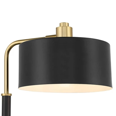 Possini Euro Design Myles Modern Mid Century Desk Lamp 24" High Black Gold With Dual USB Charging Ports Metal Drum Shade For Bedroom Living Room Home 8 Possini Euro Design Myles Modern Mid Century Desk Lamp 24" High Black Gold With Dual USB Charging Ports Metal Drum Shade For Bedroom Living Room Home - Image 6