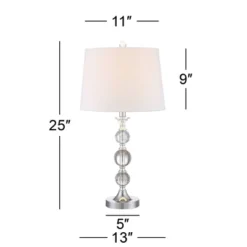 360 Lighting Solange Modern Table Lamps 25" High Set Of 2 Stacked Crystal Glass Silver White Tapered Drum Shade For Bedroom Living Room Nightstand -Home Decoration Series GUEST aebd4aca c95d 4e9a 818c 2118dfe94156