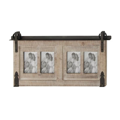 Wood 4 Slot Wall Photo Frame With Metal Accent Brown - Olivia & May 5 Wood 4 Slot Wall Photo Frame With Metal Accent Brown - Olivia & May - Image 3