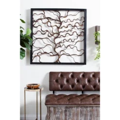 Wood Tree Branch Wall Decor With Black Frame Brown - Olivia & May -Home Decoration Series GUEST b12c0740 e24f 4035 a46b 8919b08db255