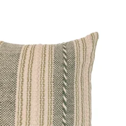14x22" Hand Woven Stripe Green Outdoor Pillow Polyester With Polyester Fill By Foreside Home & Garden -Home Decoration Series GUEST b15640b1 e4cb 480b 9b07 2057eca789ea