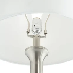 360 Lighting Karl Modern Table Lamps 27 1/2" Tall Set Of 2 Brushed Nickel With USB And Outlet White Drum Shade For Bedroom Living Room House Bedside -Home Decoration Series GUEST b3279e5f 7d96 44c0 9545 ae96556e681a