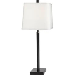 360 Lighting Cole Modern Table Lamps 27" Tall Set Of 2 Black Metal With USB Charging Ports White Rectangular Shade For Bedroom Living Room Bedside -Home Decoration Series GUEST b5665898 3541 43a5 8e8b 387d99d955f3