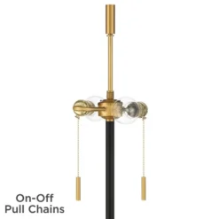 Possini Euro Design Roxie Modern Floor Lamp With Riser 65 1/2" Tall Brass Black Metal Sheer Linen Double Drum Shade For Living Room Bedroom Office -Home Decoration Series GUEST b5c07179 5767 4f85 8a6f b0163d6075eb