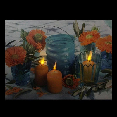 Northlight 15.75" LED Flickering Candles And Flowers Glass Candles Canvas Wall Art 3 Northlight 15.75" LED Flickering Candles And Flowers Glass Candles Canvas Wall Art