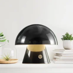 7" Porcini Contemporary Bohemian Rechargeable/Cordless Iron Integrated LED Mushroom Table Lamp - JONATHAN YFeb -Home Decoration Series GUEST b64cd541 138d 4814 a4b7 9c348acdd3da