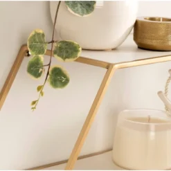 28" X 24" Lintz Hexagon Wall Mirror Shelves White/Gold - Kate & Laurel All Things Decor -Home Decoration Series GUEST b952524d ffcb 4cbc b4ca c07ed04b5220