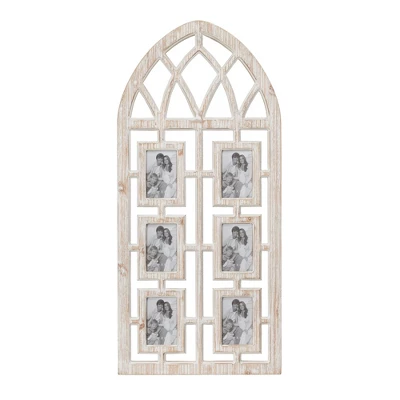 Wood 6 Slot Wall Photo Frame With Window Arch Shape Light Brown - Olivia & May 5 Wood 6 Slot Wall Photo Frame With Window Arch Shape Light Brown - Olivia & May - Image 3