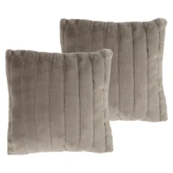 17Â” Plush Pillows Â– Set Of 2 Gray Channel Striped Square Accent Pillow Inserts And Covers Â– For Bedroom Or Living Room By Lavish Home