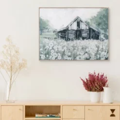 30" X 40" Dandelion Barn By Studio Arts Wrapped Framed Wall Art Canvas - Fine Art Canvas