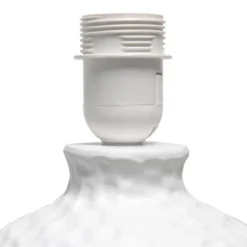 20.08" Traditional Ceramic Texture Imprint Winding Table Desk Lamp With Matching Fabric Shade White - Creekwood Home