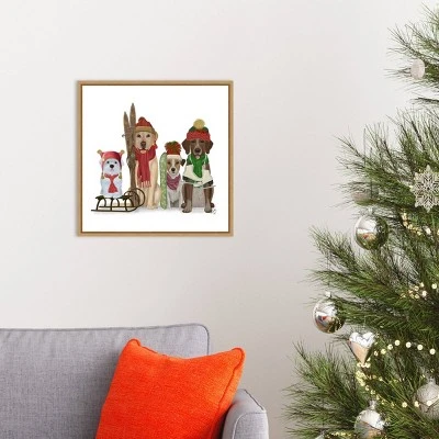 16" X 16" Christmas Dogs Winter Sports Fans By Fab Funky Framed Canvas Wall Art - Amanti Art 6 16" X 16" Christmas Dogs Winter Sports Fans By Fab Funky Framed Canvas Wall Art - Amanti Art - Image 4