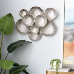 Aluminum Plate Wall Decor With Uneven Edges Silver - Olivia & May