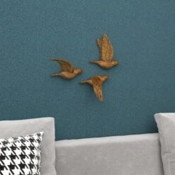 Resin Bird Metallic 3D Sculpted Wall Decor Set Of 3 Gold - Olivia & May -Home Decoration Series GUEST c2e8505e a6b4 4c69 9354 3f3d67a0df13