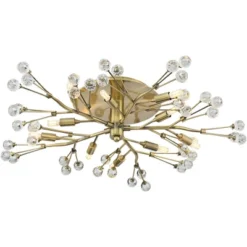 Possini Euro Design Ceiling Light Semi Flush Mount Fixture LED Brass 27 1/2" Wide 10-Light Crystal Berry For Living Room -Home Decoration Series GUEST c41857f5 626a 4dda a835 2734a4fd62aa