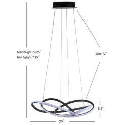 25" Metal Adjustable Alexia Abstract Integrated Pendant (Includes Energy Efficient Light Bulb) Black - JONATHAN Y -Home Decoration Series GUEST c51362fd 2bc4 4ff5 b1f6 75ff167b5290