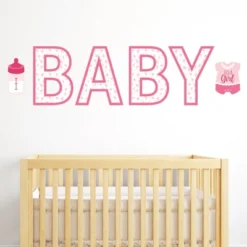 Big Dot Of Happiness It's A Girl - Peel And Stick Pink Baby Shower Standard Banner Wall Decals - Baby