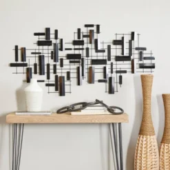 Metal Geometric 3D Striped Wall Decor - CosmoLiving By Cosmopolitan -Home Decoration Series GUEST c7c3f6f0 7edc 4822 a999 2c0276009765