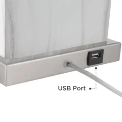 360 Lighting Connie Modern Table Lamps 25" High Set Of 2 White Faux Marble With USB Charging Ports Rectangular Shade For Living Room Office Desk House 12 360 Lighting Connie Modern Table Lamps 25" High Set Of 2 White Faux Marble With USB Charging Ports Rectangular Shade For Living Room Office Desk House -Home Decoration Series GUEST c833dd05 6e10 456d b64b 2e0678fc3334